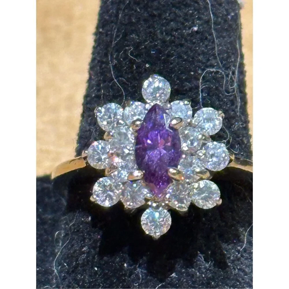 Beautiful faux amythyst and diamond ring